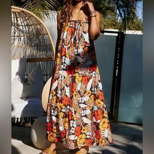 Anthropologie Denyse Multicolored Tiered Maxi Dress Size Medium